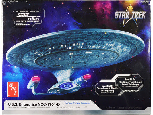 Skill 2 Model Kit U.S.S. Enterprise NCC-1701-D Space Ship "Star Trek: The Next Generation" (1987-1994) TV Series 1/1400 Scale Model by AMT-0