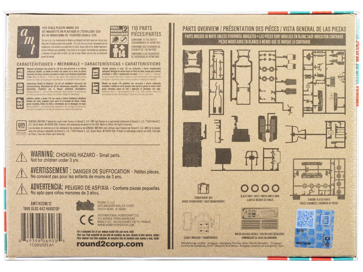Skill 2 Model Kit 1966 Oldsmobile 442 W-30 Hardtop 1/25 Scale Model by AMT AMT