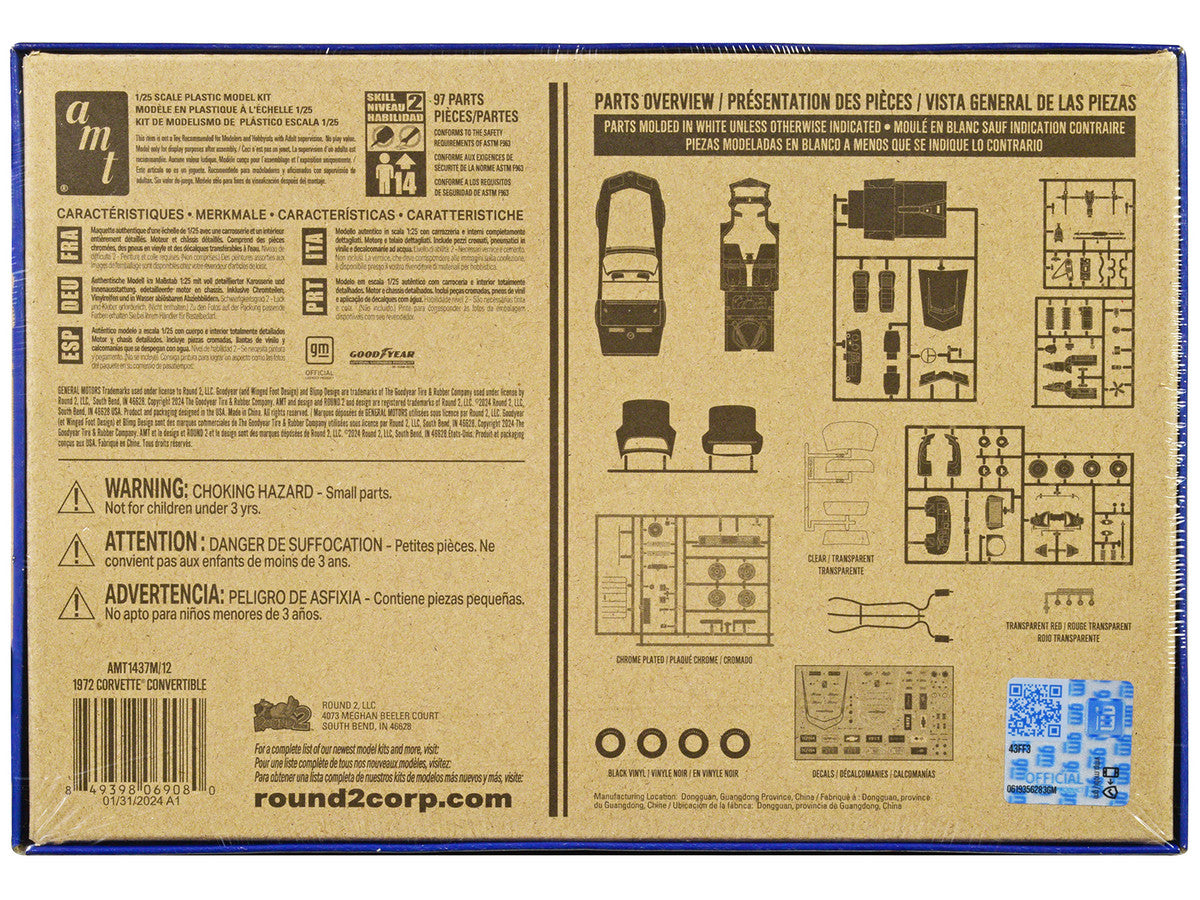 Skill 2 Model Kit 1972 Chevrolet Corvette Roadster 1/25 Scale Model by AMT AMT