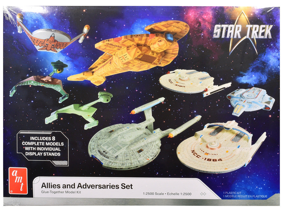 Skill 2 Model Kit Allies and Adversaries Space Ship Set "Star Trek" Franchise 1/2500 Scale Model by AMT AMT
