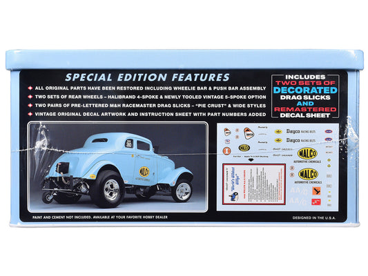 Skill 2 Model Kit 1933 Willys Gasser "Ohio George" with Collectible Tin Packaging 1/25 Scale Model by AMT AMT