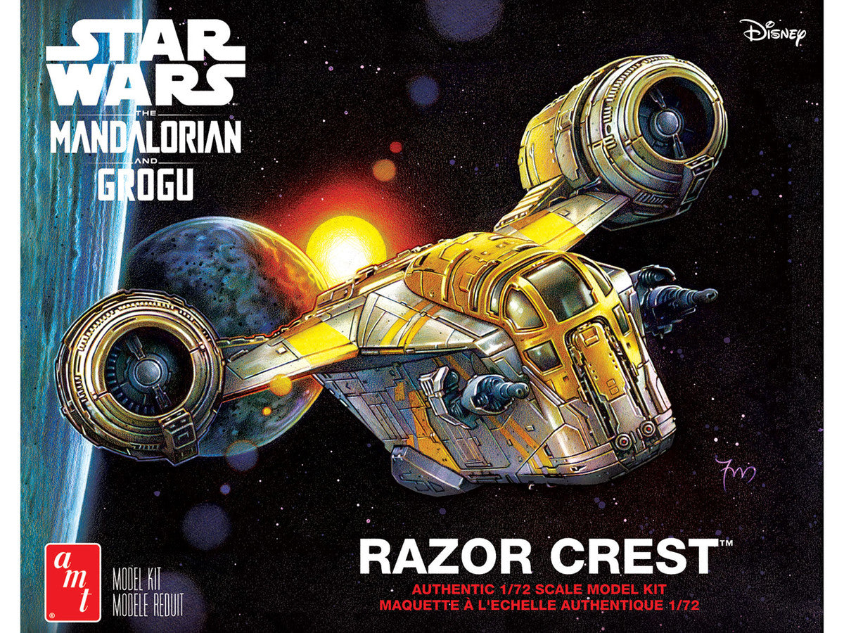 Skill 2 Model Kit Razor Crest Spaceship "Star Wars: The Mandalorian" 1/72 Scale Model by AMT-0
