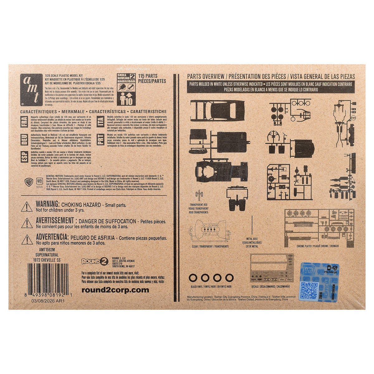 Skill 2 Model Kit 1972 Chevrolet Chevelle SS "Supernatural" (2005-2020) TV Series 1/25 Scale Model by AMT AMT