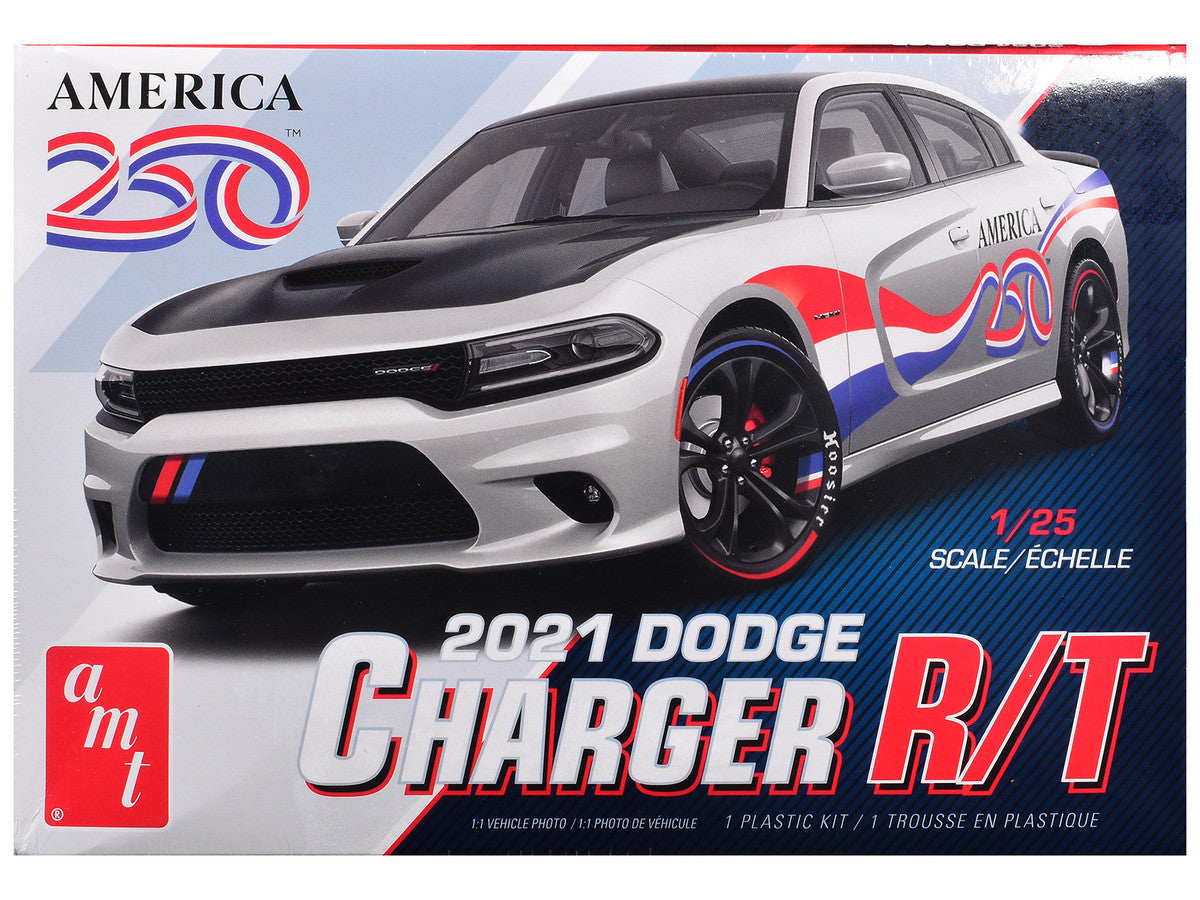 Skill 2 Model Kit 2021 Dodge Charger R/T "America 250" 1/25 Scale Model by AMT AMT