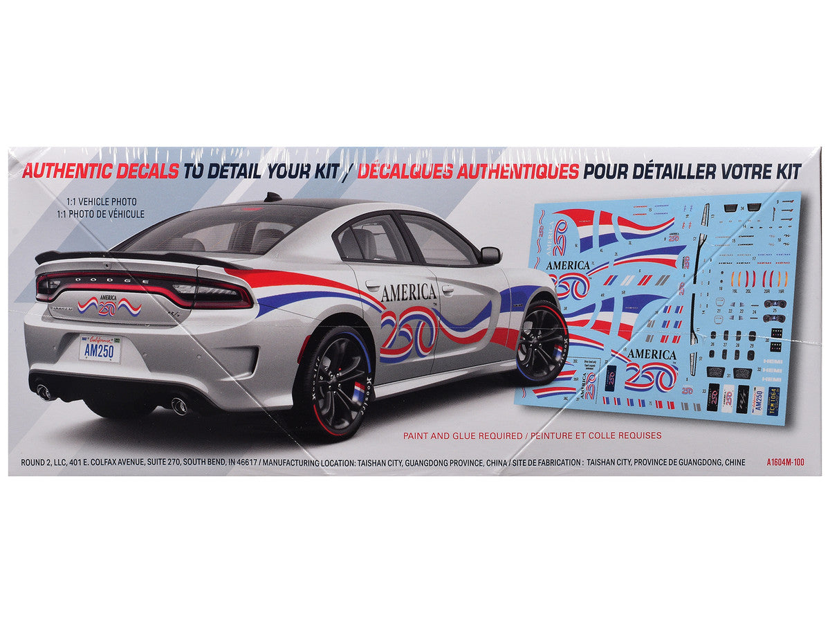 Skill 2 Model Kit 2021 Dodge Charger R/T "America 250" 1/25 Scale Model by AMT AMT