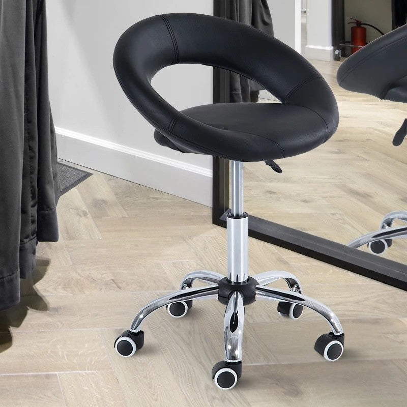Black Saddle Adjustable Hydraulic Rolling Swivel Massage Salon Stool Chair FastFurnishings