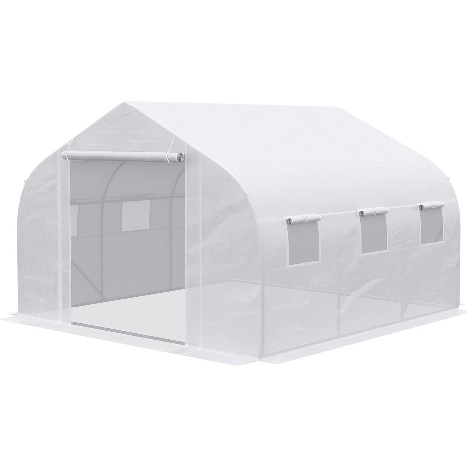 Greenhouse w/ White PE Cover and Heavy Duty Steel Frame 11.5' x 10' x 6.5' FastFurnishings