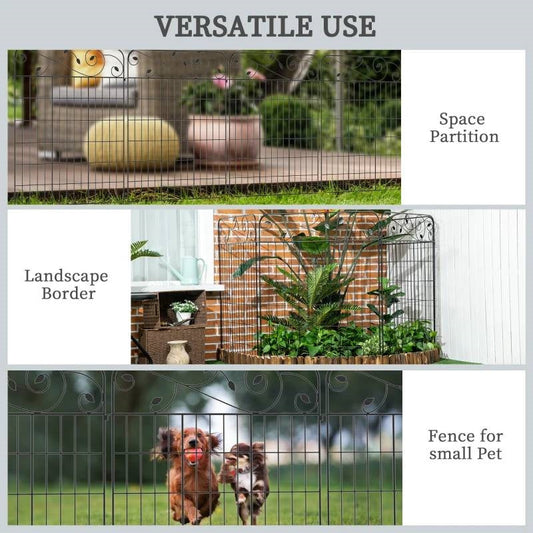 4 Pack Steel Foldable Fence Trellis Panel Animal Barrier FastFurnishings