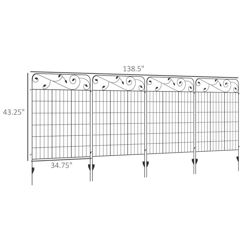 4 Pack Steel Foldable Fence Trellis Panel Animal Barrier FastFurnishings