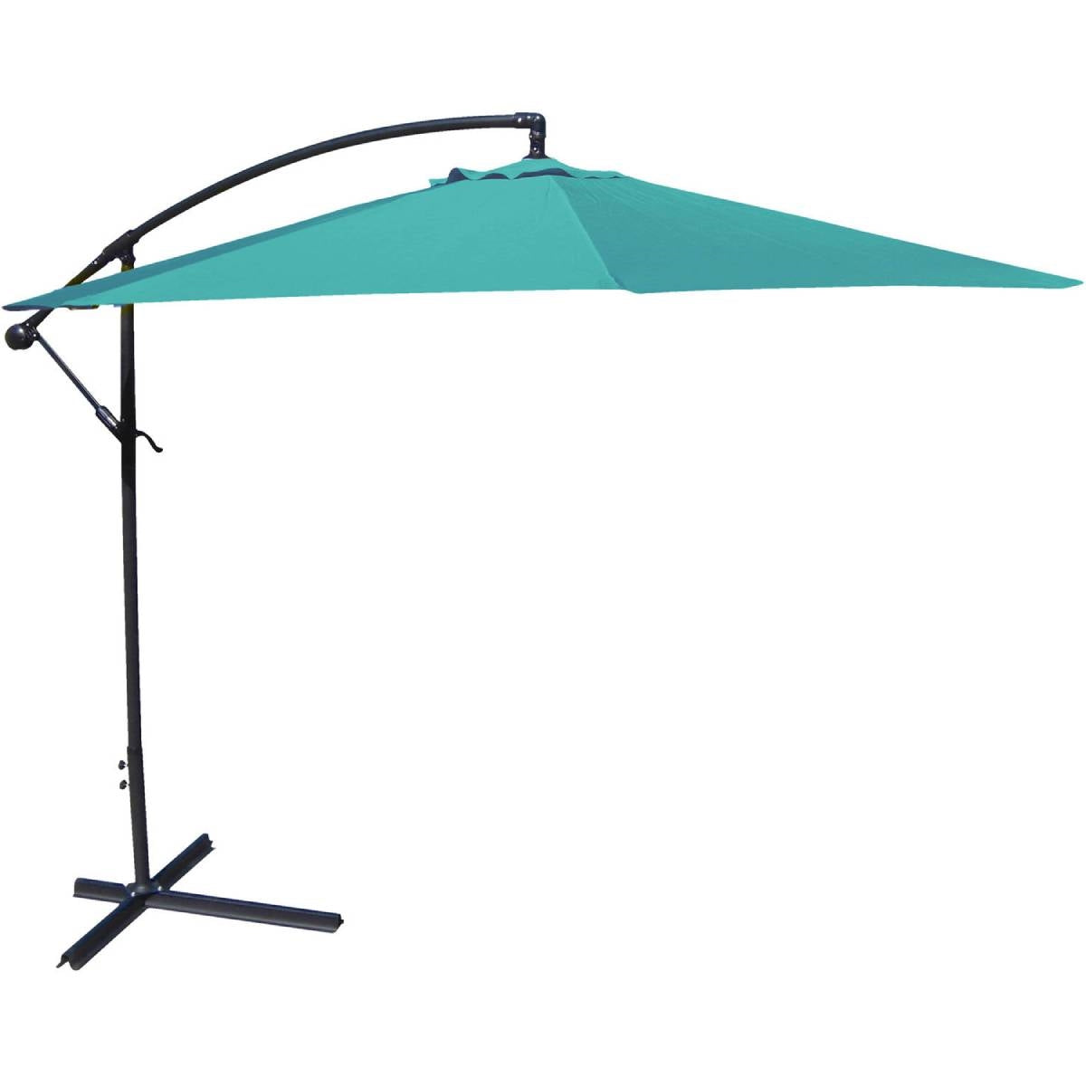 10-Ft Offset Cantilever Patio Umbrella with Aruba Teal Canopy FastFurnishings