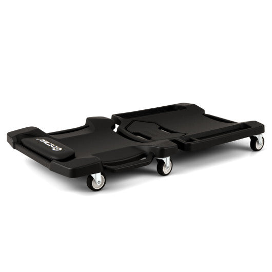 43 Inches Foldable Mechanic Creeper with Padded Headrest and Tool Trays-Black W2B