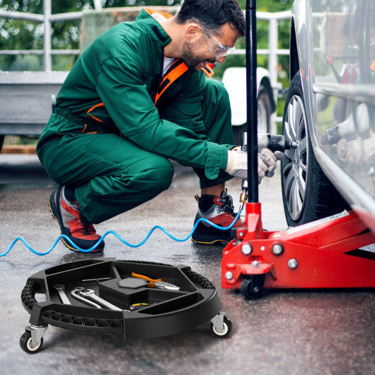 Mobile Automotive Tool Creeper with 3 Swivel Casters and 4 Compartments-Black W2B