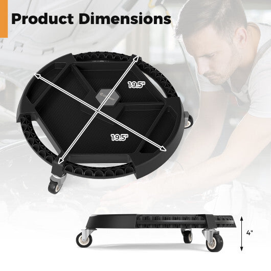 Mobile Automotive Tool Creeper with 3 Swivel Casters and 4 Compartments-Black W2B