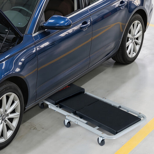 36" 2-in-1 Mechanic Creeper and Z-Seat with 6 Swivel Casters-Black W2B