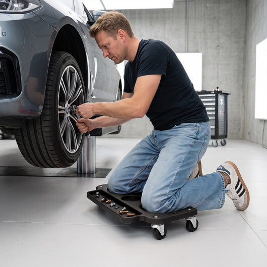 Rolling Knee Creeper with 360 Swivel Casters Lightweight Kneeling Pads-Black W2B