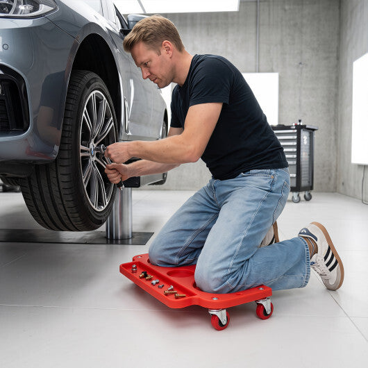 Rolling Knee Creeper with 360 Swivel Casters Lightweight Kneeling Pads-Black W2B