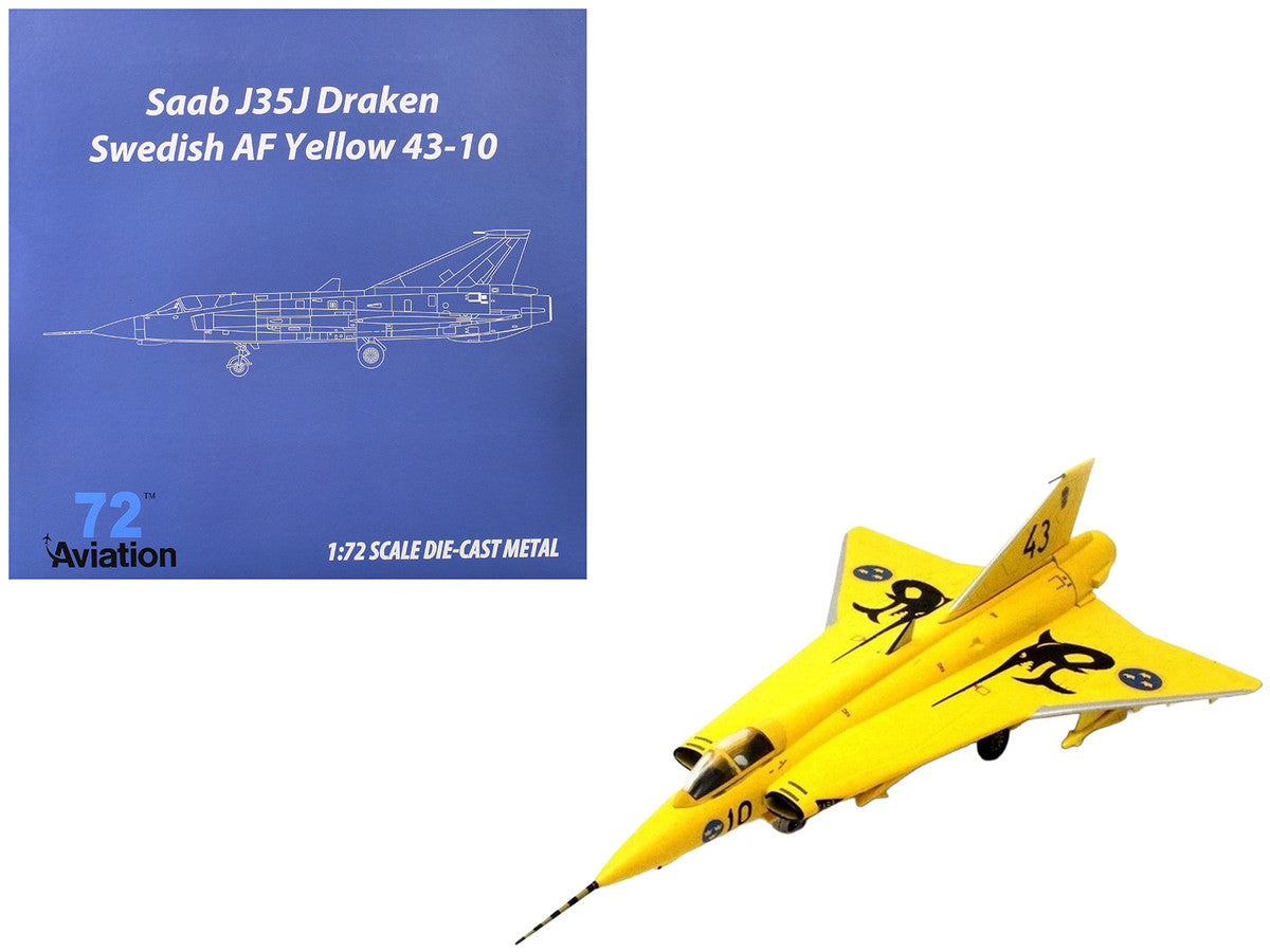 Saab J35J Draken Fighter Aircraft "43-10 3 "Johan Gul" Squadron 10 Wing Final Flight Livery" (1997) Swedish Air Force 1/72 Diecast Model Airplane by Aviation 72 Aviation 72
