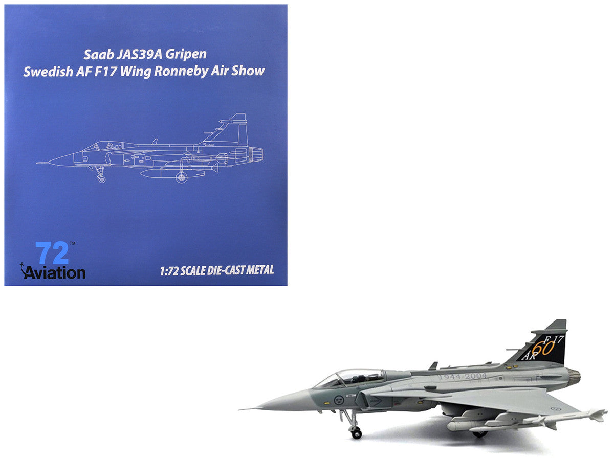 Saab JAS 39A Gripen Fighter Aircraft "17 Wing 60th Anniversary Livery Ronneby Air Show" (2004) Swedish Air Force 1/72 Diecast Model Airplane by Aviation 72 Aviation 72