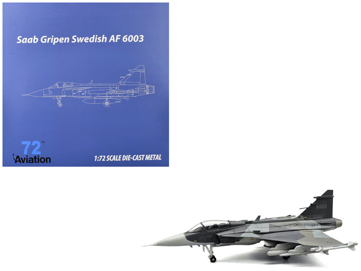 Saab JAS 39E Gripen Fighter Aircraft "6003 E-variant Pre-Production Test" (2023) Swedish Air Force 1/72 Diecast Model Airplane by Aviation 72-0
