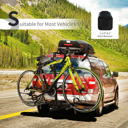 2-Bike Hitch Mount Bike Rack for 1-1/4 Inch or 2 Inch Receiver-Black W2B