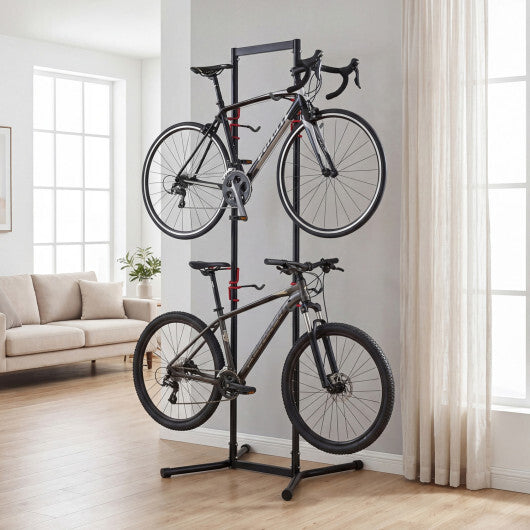 Adjustable Bike Storage Rack with Vertical Stand for 4 Bikes and Garage W2B