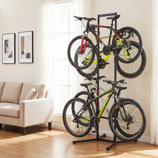 Adjustable Bike Storage Rack with Vertical Stand for 4 Bikes and Garage W2B