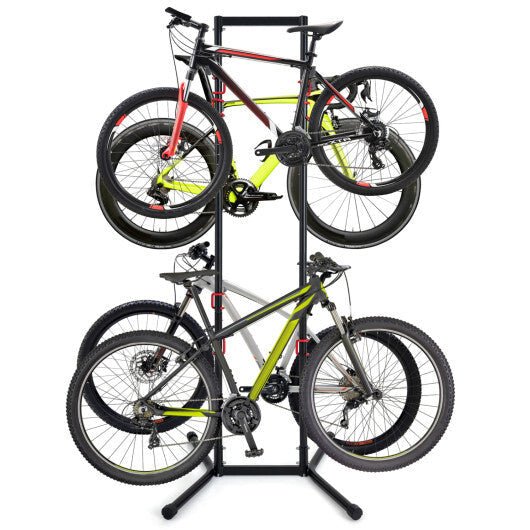 Adjustable Bike Storage Rack with Vertical Stand for 4 Bikes and Garage W2B