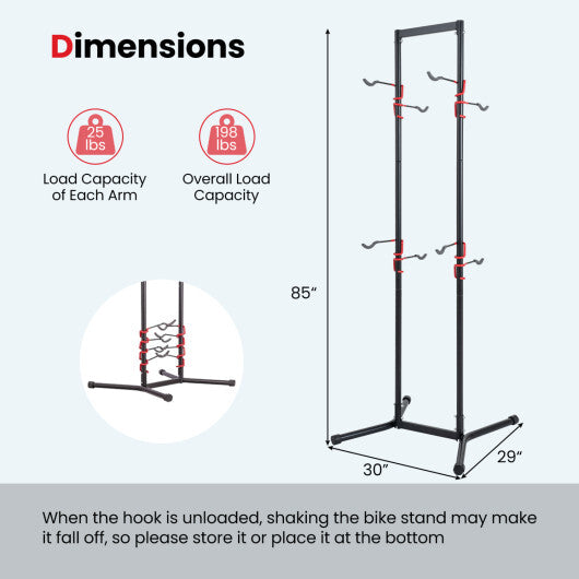 Adjustable Bike Storage Rack with Vertical Stand for 4 Bikes and Garage W2B