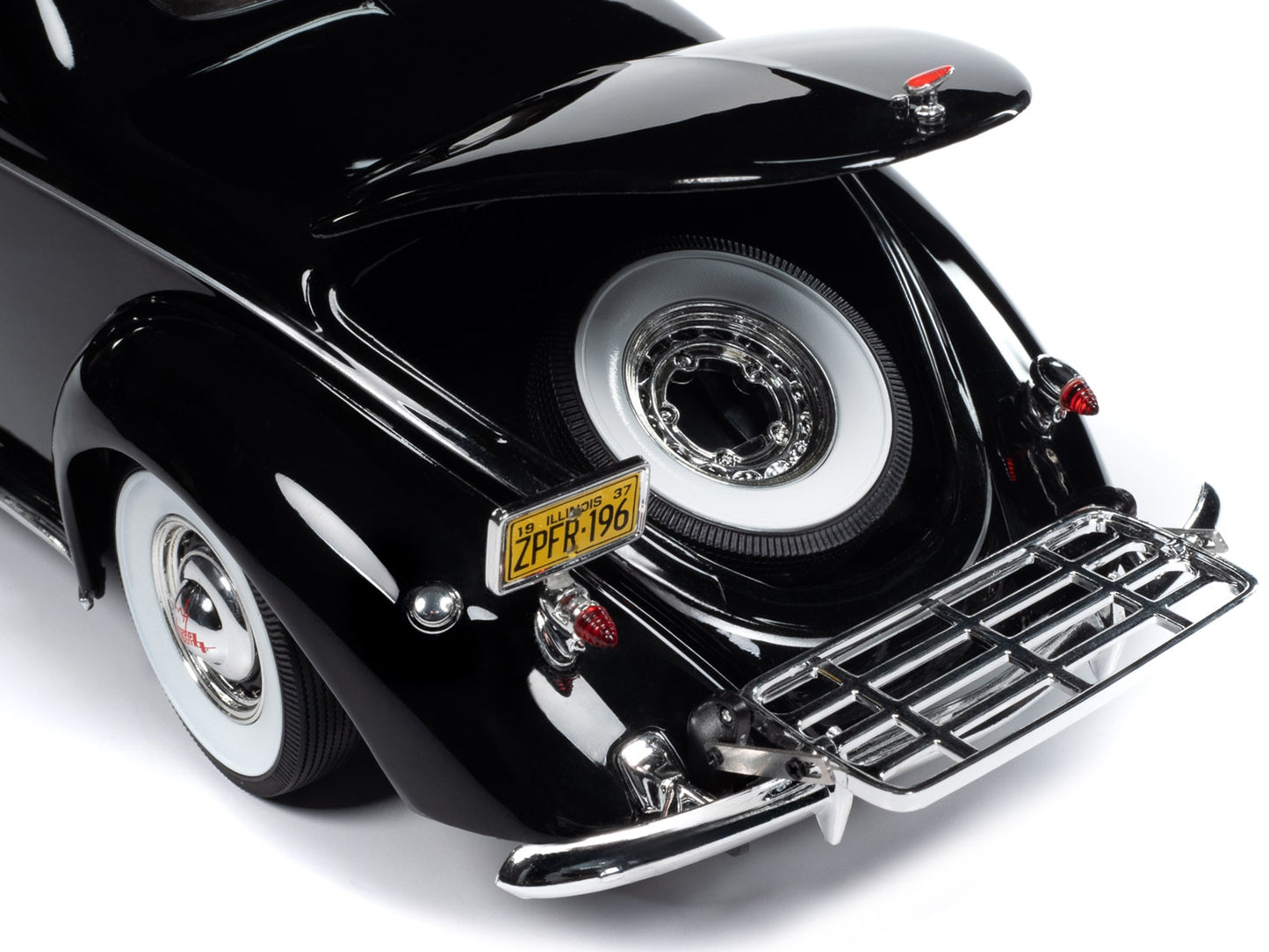 1937 Lincoln Zephyr Black with Red Interior 1/18 Diecast Model Car by Auto World