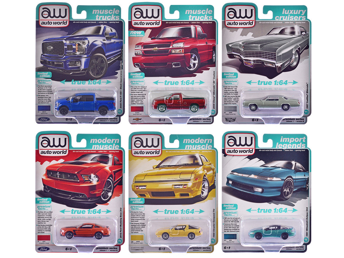 Auto World Premium 2025 Release 1 Set B of 6 pieces 1/64 Diecast Model Cars by Auto World Autoworld
