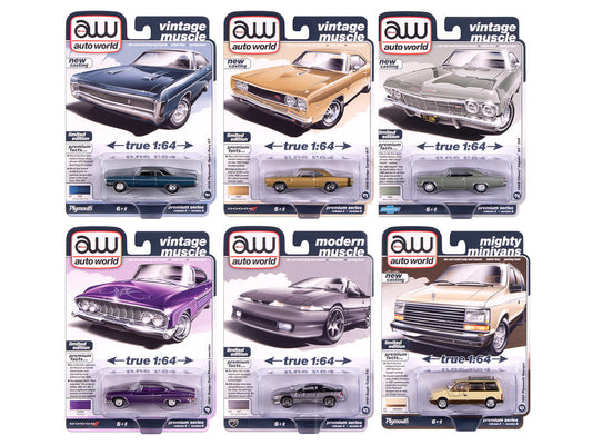 Auto World Premium 2025 Release 2 Set B of 6 pieces 1/64 Diecast Model Cars by Auto World Autoworld
