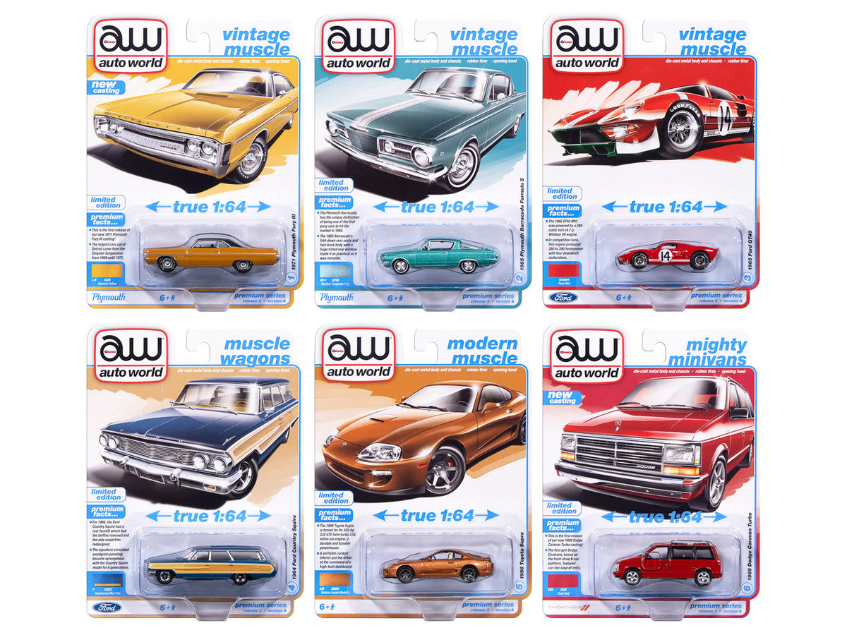 Auto World Premium 2025 Release 3 Set A of 6 pieces 1/64 Diecast Model Cars by Auto World Autoworld