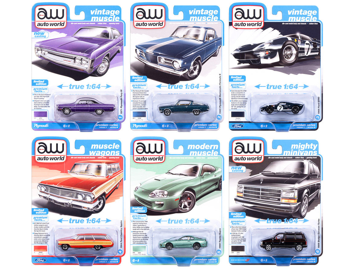 Auto World Premium 2025 Release 3 Set B of 6 pieces 1/64 Diecast Model Cars by Auto World Autoworld