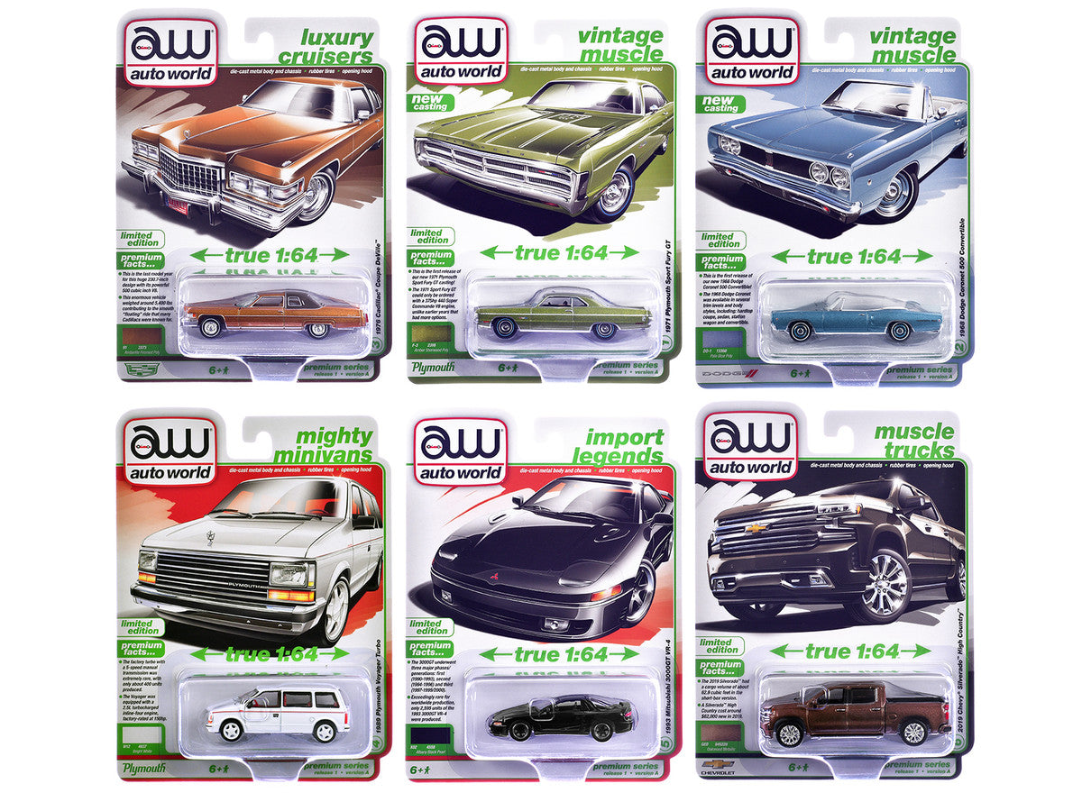Auto World Premium 2026 Release 1 Set A of 6 pieces 1/64 Diecast Model Cars by Auto World Autoworld