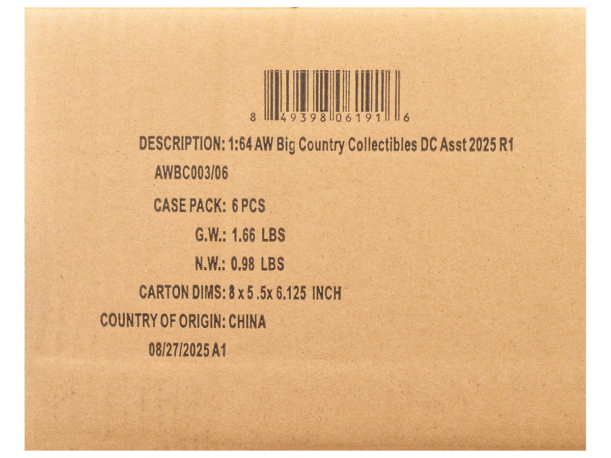 Big Country Collectibles 2025 Release 1 Set of 6 pieces 1/64 Diecast Model Cars by Auto World Autoworld