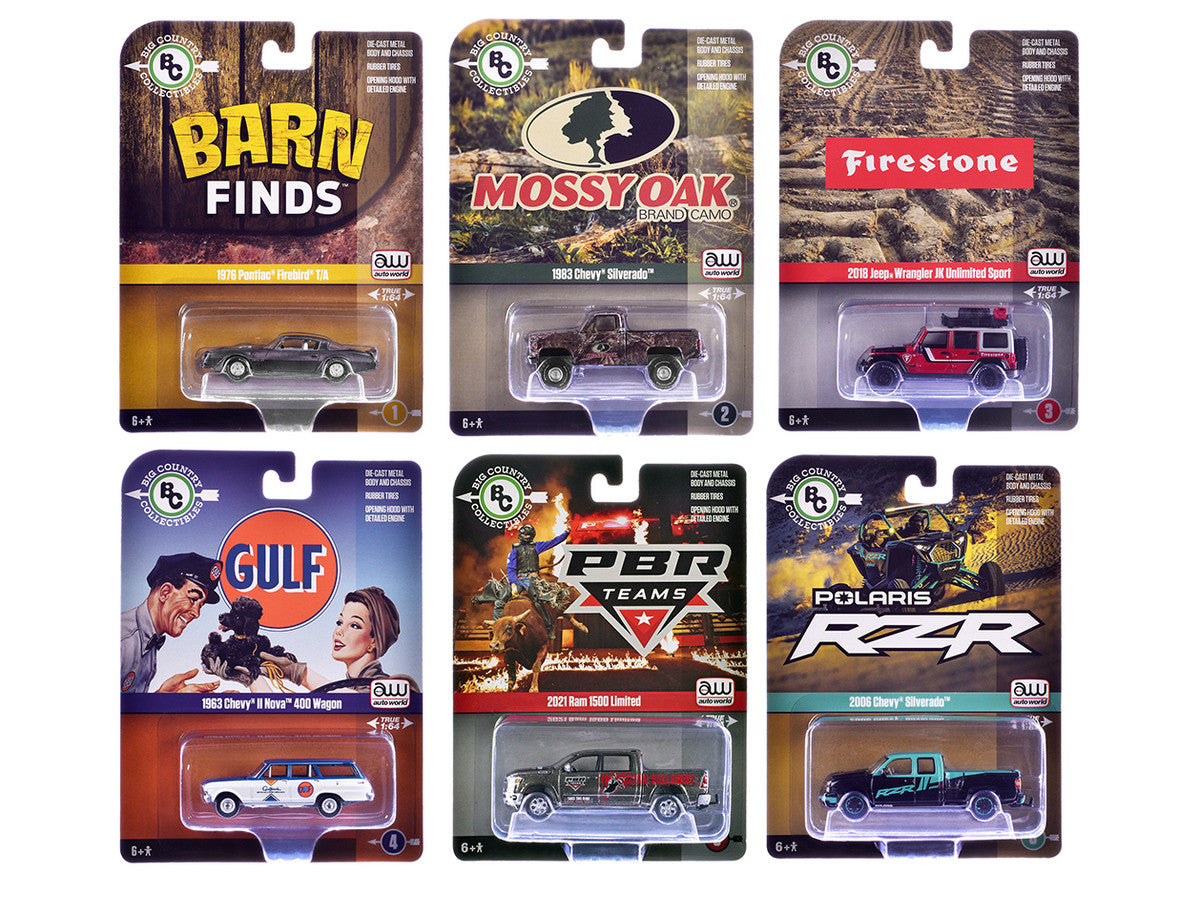 Big Country Collectibles 2025 Release 1 Set of 6 pieces 1/64 Diecast Model Cars by Auto World Autoworld