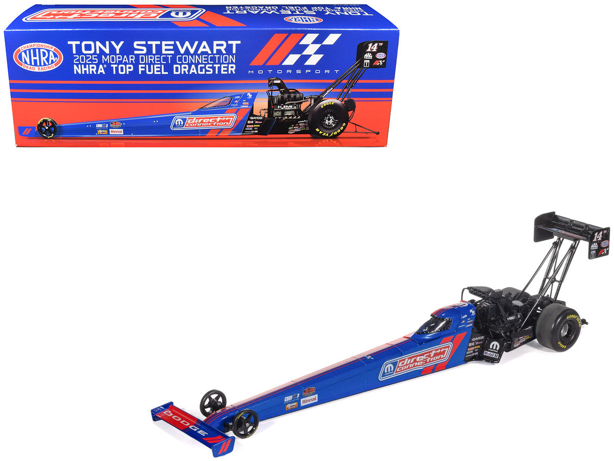 NHRA TFD (Top Fuel Dragster) #14TF Tony Stewart "MOPAR Direct Connection" Blue and Red (2025) 1/24 Diecast Model by Auto World-4