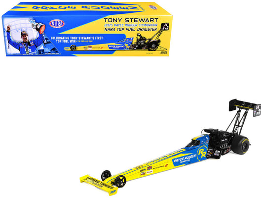 NHRA TFD (Top Fuel Dragster) #14TF Tony Stewart "Rayce Rudeen Foundation" Blue and Yellow (2025) 1/24 Diecast Model by Auto World Autoworld