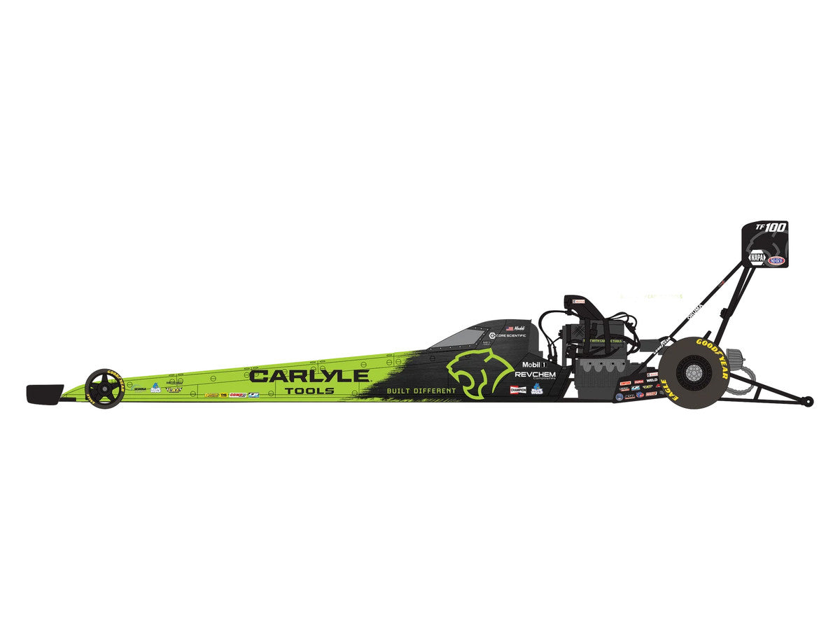 NHRA TFD (Top Fuel Dragster) #TF100 Maddi Gordon "Carlyle Tools" Green and Black (2026) 1/24 Diecast Model Car Auto World Autoworld