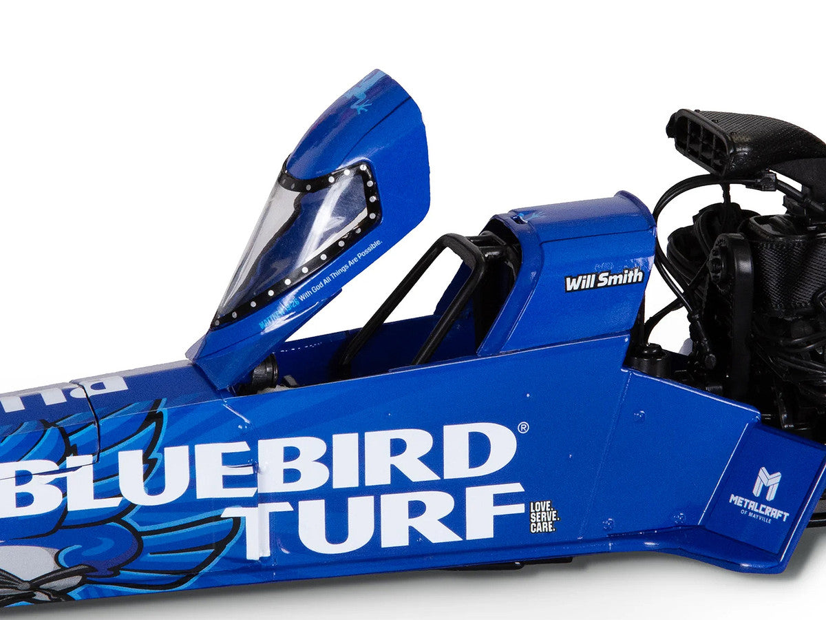 NHRA TFD (Top Fuel Dragster) #TF200 Will Smith "Bluebird Turf" Blue with Graphics (2026) 1/24 Diecast Model Car by Auto World Autoworld