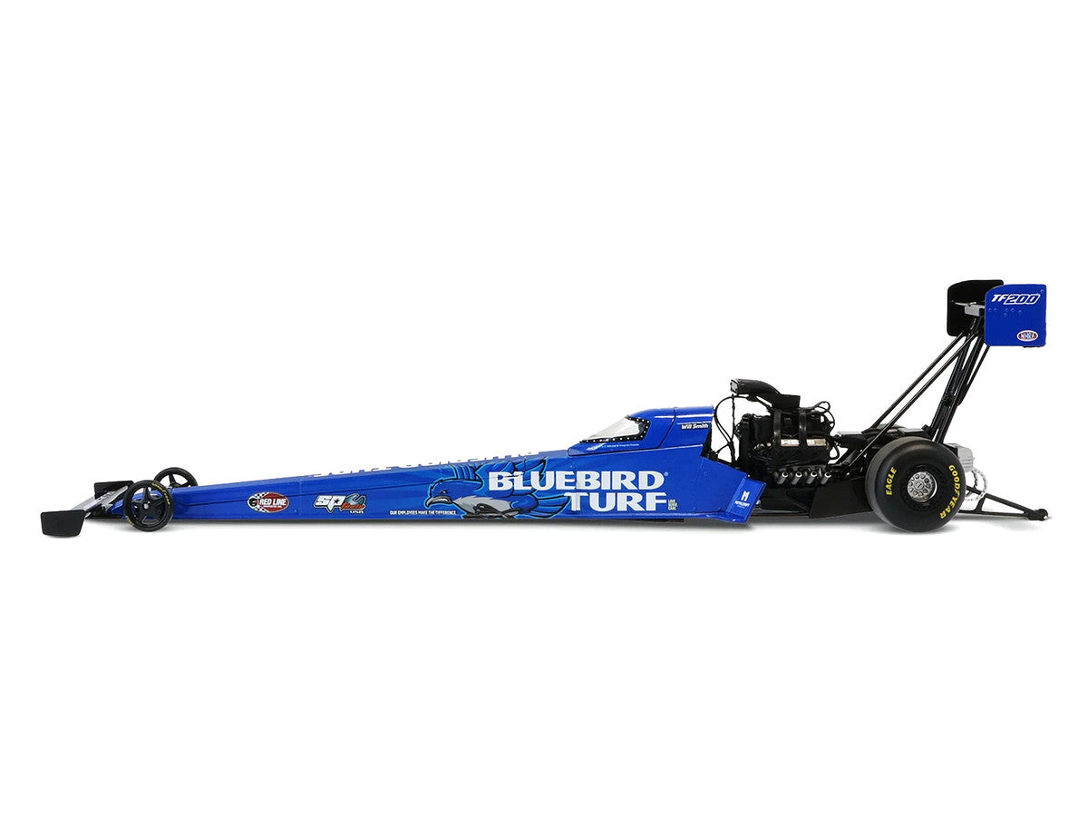 NHRA TFD (Top Fuel Dragster) #TF200 Will Smith "Bluebird Turf" Blue with Graphics (2026) 1/24 Diecast Model Car by Auto World Autoworld