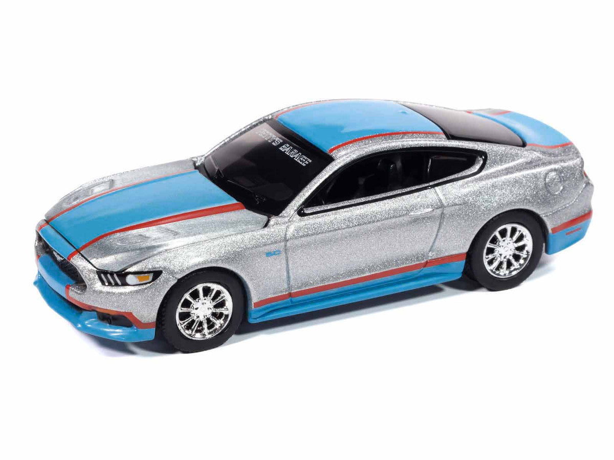 2017 Ford Mustang GT Tribute Edition "Petty's Garage" Ingot Silver Metallic with Petty Blue and Red Stripes "Modern Muscle" Series 1/64 Diecast Model Car by Auto World Autoworld