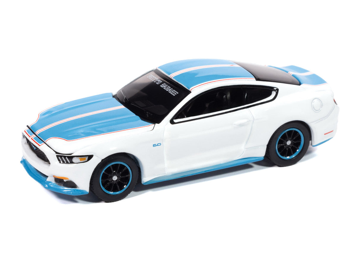 2016 Ford Mustang GT King Premier Edition "Petty's Garage" Oxford White with Petty Blue Stripes "Modern Muscle" Series 1/64 Diecast Model Car by Auto World Autoworld