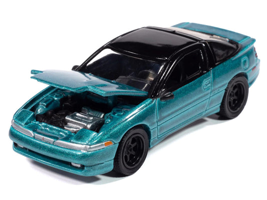 1991 Mitsubishi Eclipse GSX Tennessee Blue Metallic with Black Top "Import Legends" Series 1/64 Diecast Model Car by Auto World Autoworld