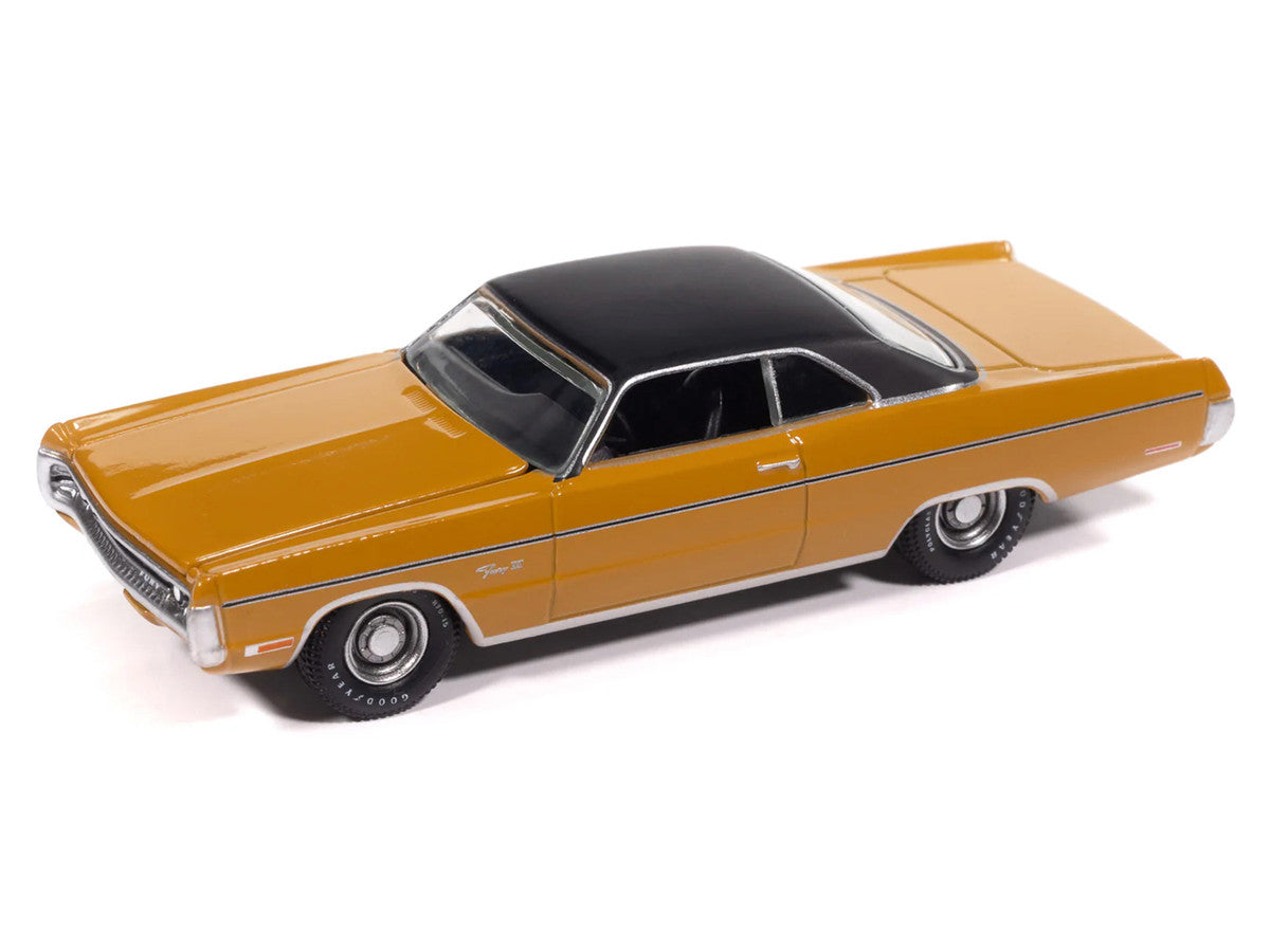 1971 Plymouth Fury III Bahama Yellow with Black Top "Vintage Muscle" Series 1/64 Diecast Model Car by Auto World-0
