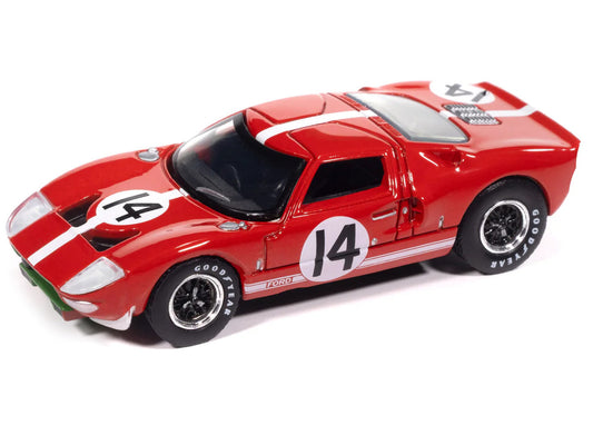 1965 Ford GT40 #14 Red with White Stripes "Vintage Muscle" Series 1/64 Diecast Model Car by Auto World-1