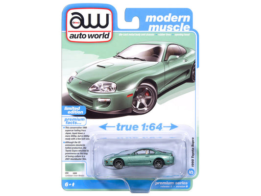 1998 Toyota Supra Caribbean Green Metallic "Modern Muscle" Series 1/64 Diecast Model Car by Auto World-1