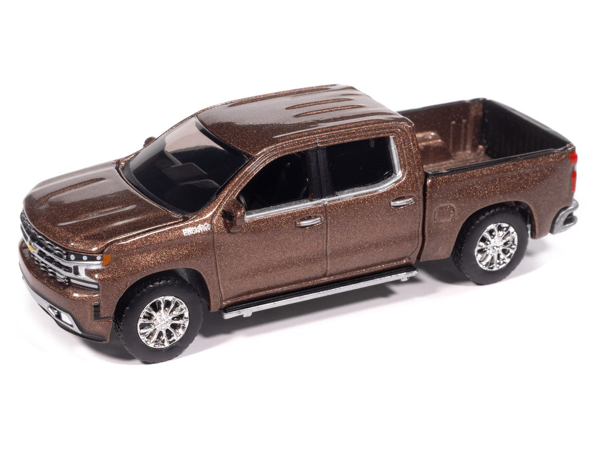 2019 Chevrolet Silverado High Country Pickup Truck Oakwood Brown Metallic "Muscle Trucks" Series 1/64 Diecast Model Car by Auto World-1