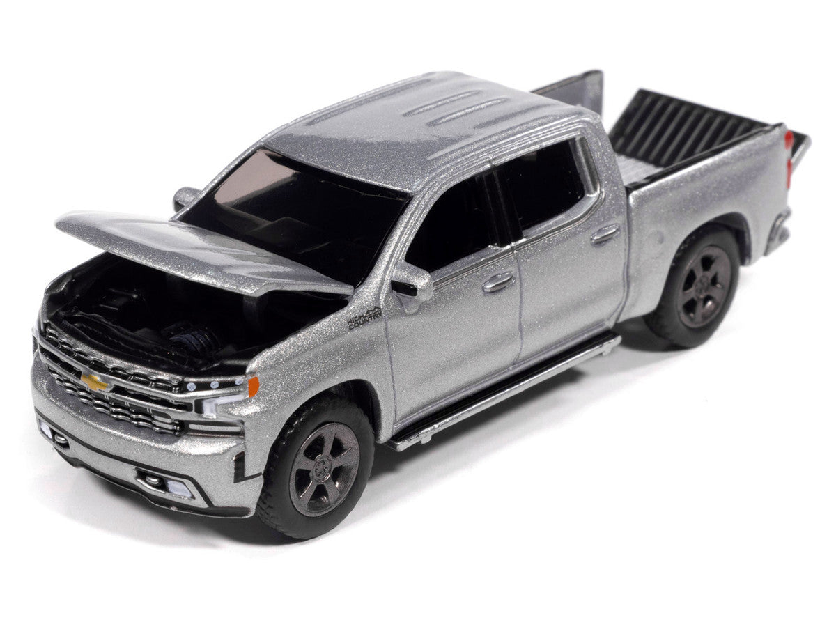 2019 Chevrolet Silverado High Country Pickup Truck Silver Ice Metallic "Muscle Trucks" Series 1/64 Diecast Model Car by Auto World-2