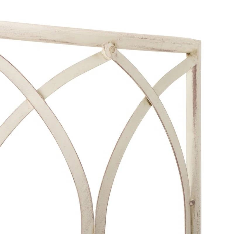 Half-Circle Outdoor Patio Garden Antique White Wrought Iron Tree Bench FastFurnishings